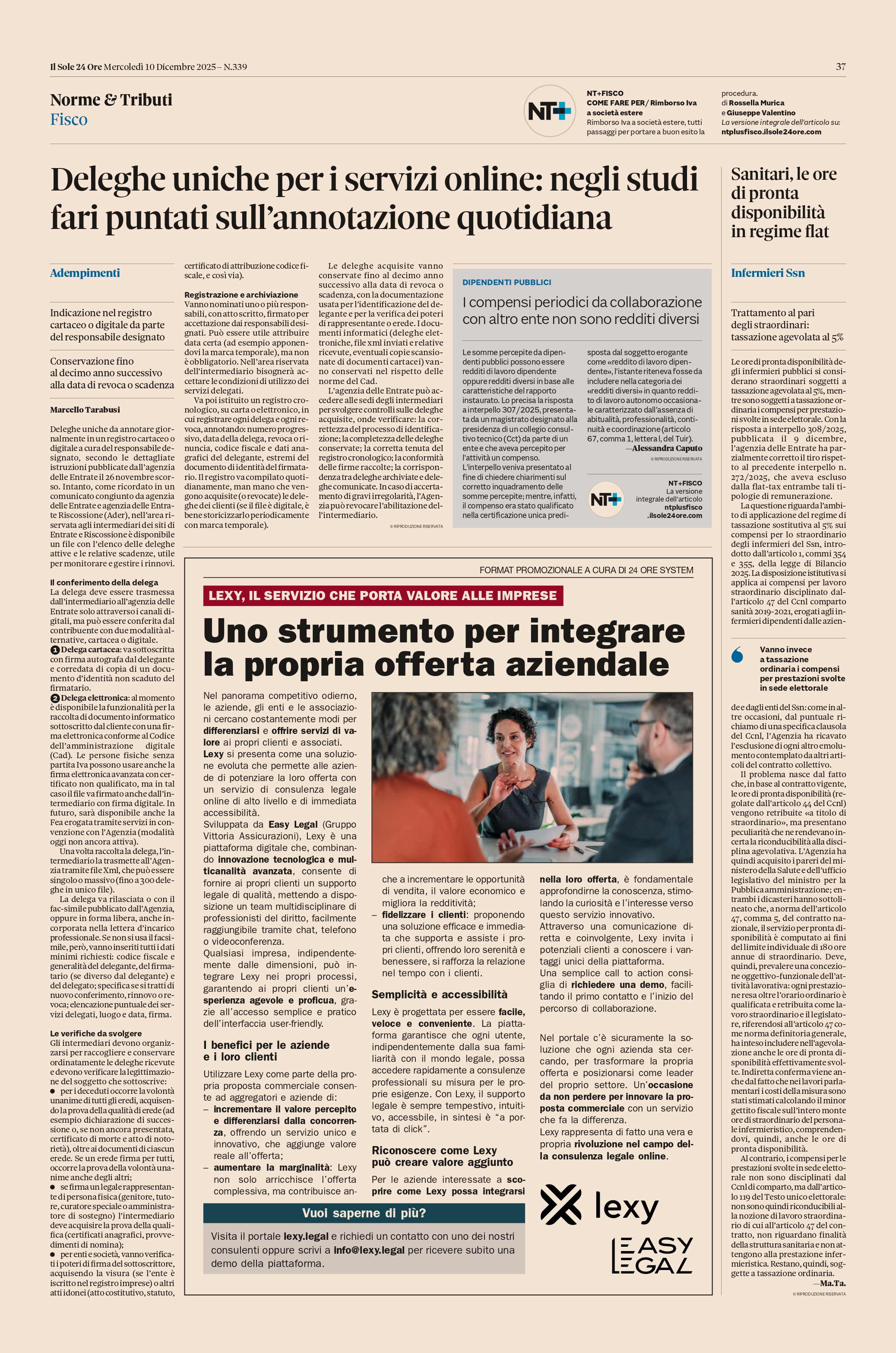Articolo su Il Sole 24 Ore
